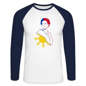 Philippinen Filipina Flagge Dalagang I Geschenk - Unisex Baseballshirt langarm - Weiß/Navy - Vorne - Nik (191cm)