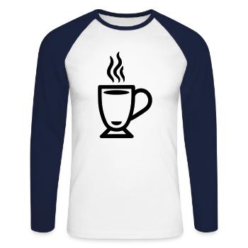 Tasse Kaffee - Unisex Baseballshirt langarm - Weiß/Navy - Vorne - Nik (191cm)