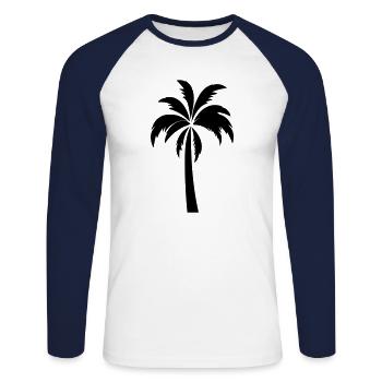 palmier - T-shirt baseball manches longues Homme - blanc/marine - Devant - Nik (191cm)
