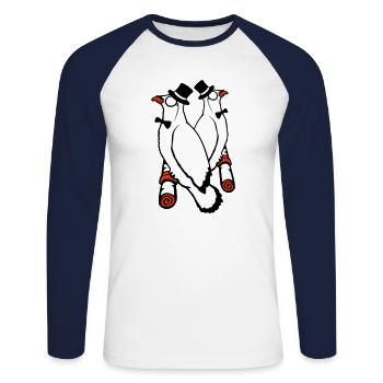 Sir Birds Team Hat Monocle Lunettes 2 Rich Friends - T-shirt baseball manches longues Homme - blanc/marine - Devant - Nik (191cm)