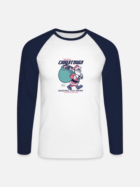 JOYEUX NOËL 01 - T-shirt baseball manches longues Homme - blanc/marine