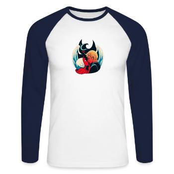 Teufel und Engel - Unisex Baseballshirt langarm - Weiß/Navy - Vorne - Nik (191cm)
