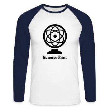 geek, nerd, funny, idea, science fan - Unisex Long Sleeve Baseball T-Shirt - white/navy - Front - Nik (191cm)