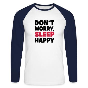 sleep - Unisex Long Sleeve Baseball T-Shirt - white/navy - Front - Nik (191cm)