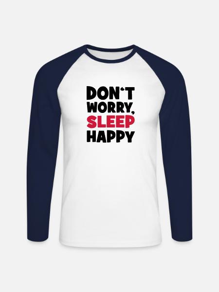 sleep - Unisex Long Sleeve Baseball T-Shirt - white/navy