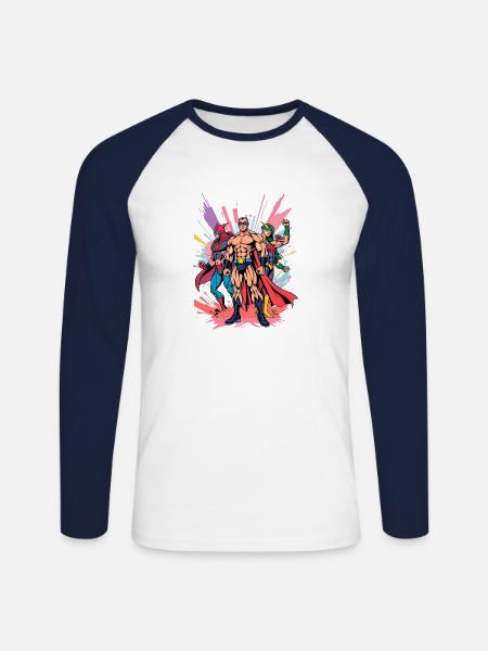 Hero 3 - Unisex Baseballshirt langarm - Weiß/Navy