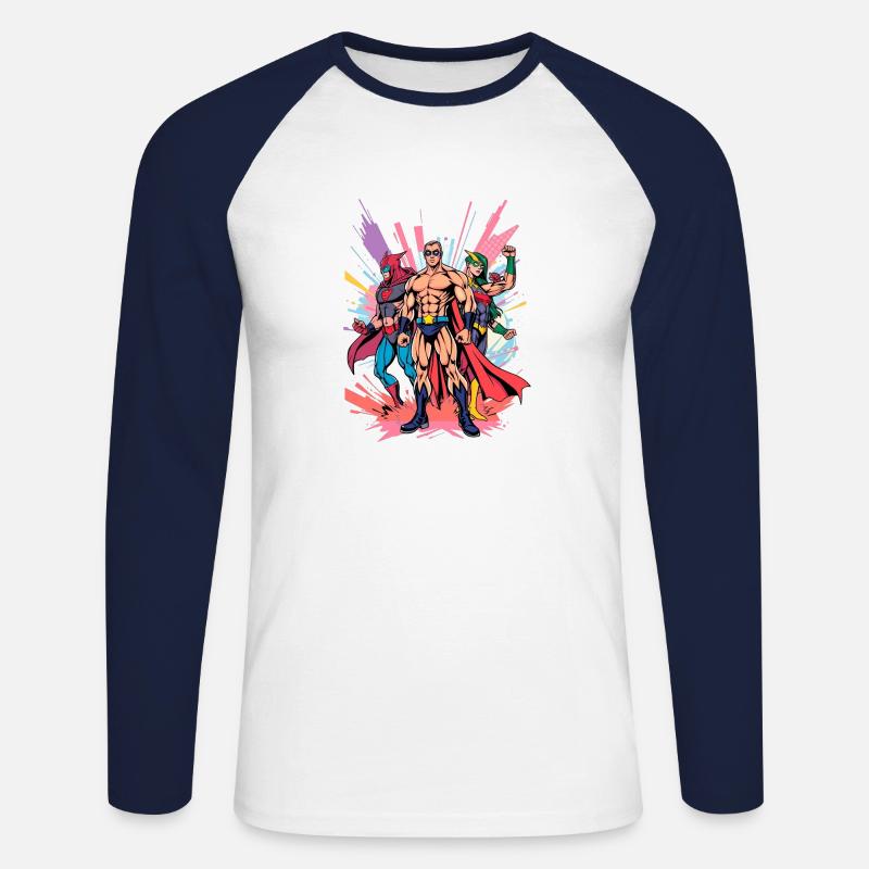 Hero 3 - Unisex Baseballshirt langarm - Weiß/Navy