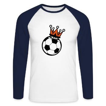 couronne roi football 1 - T-shirt baseball manches longues Homme - blanc/marine - Devant - Nik (191cm)