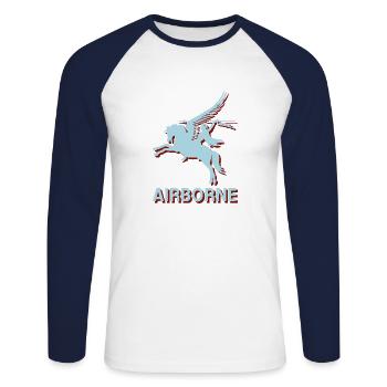 Arnhem Oosterbeek Parachute Regiment Airborne Para - Unisex Baseballshirt langarm - Weiß/Navy - Vorne - Nik (191cm)