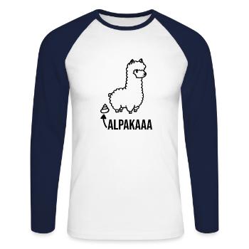 Alpaka Lama Kaka lustiger Spruch - Unisex Baseballshirt langarm - Weiß/Navy - Vorne - Nik (191cm)