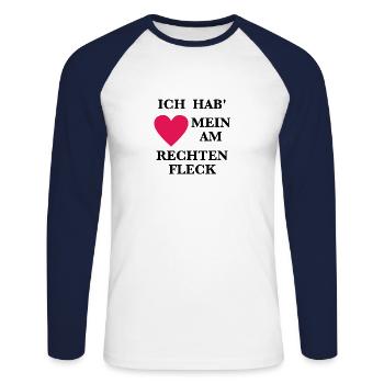 Herz am Rechten Fleck - Unisex Baseballshirt langarm - Weiß/Navy - Vorne - Nik (191cm)