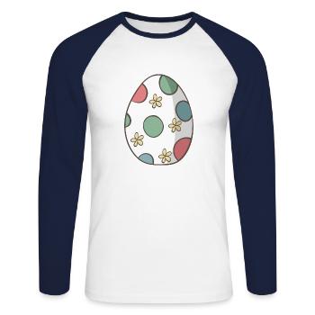 Easter egg - Unisex Long Sleeve Baseball T-Shirt - white/navy - Front - Nik (191cm)