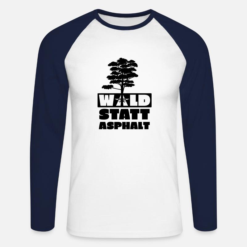 Wald statt Asphalt! - Unisex Baseballshirt langarm - Weiß/Navy