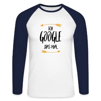 Sprüche Ich google das mal - Unisex Baseballshirt langarm - Weiß/Navy - Vorne - Nik (191cm)