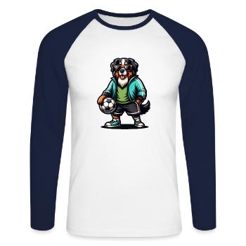 St. Bernard Mountain Dog Soccer Player Fan Champion - Unisex Long Sleeve Baseball T-Shirt - white/navy - Front - Nik (191cm)
