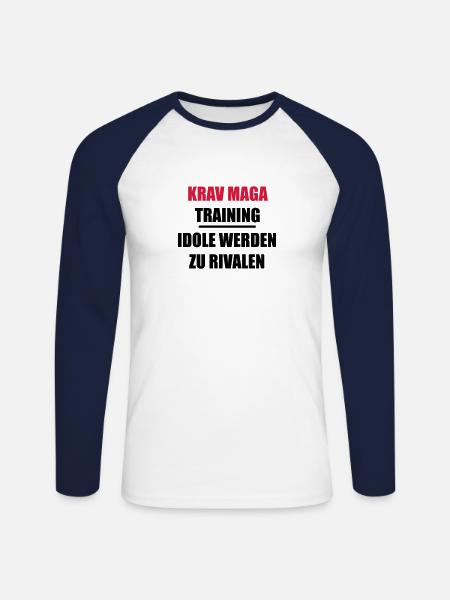 Krav Maga - Unisex Baseballshirt langarm - Weiß/Navy
