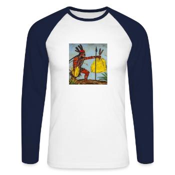 hunter26, freemasters - Unisex Baseballshirt langarm - Weiß/Navy - Vorne - Nik (191cm)