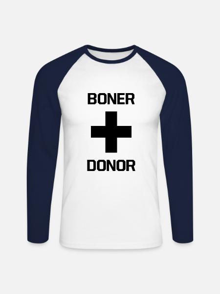 Boner Doner Design - Unisex Long Sleeve Baseball T-Shirt - white/navy