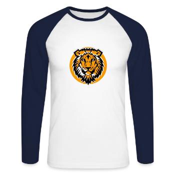lion tete animal lionne 404 o - T-shirt baseball manches longues Homme - blanc/marine - Devant - Nik (191cm)