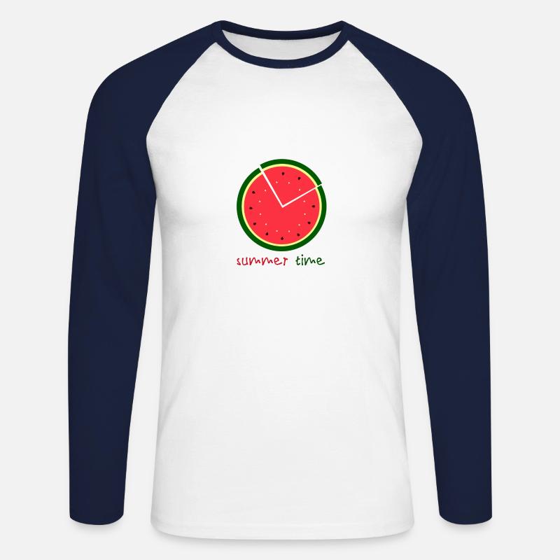 summer time - watermelon time - Unisex Baseballshirt langarm - Weiß/Navy