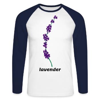 lavender - Unisex Long Sleeve Baseball T-Shirt - white/navy - Front - Nik (191cm)