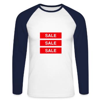 Vente Vente Vente - Coloré - T-shirt baseball manches longues Homme - blanc/marine - Devant - Nik (191cm)