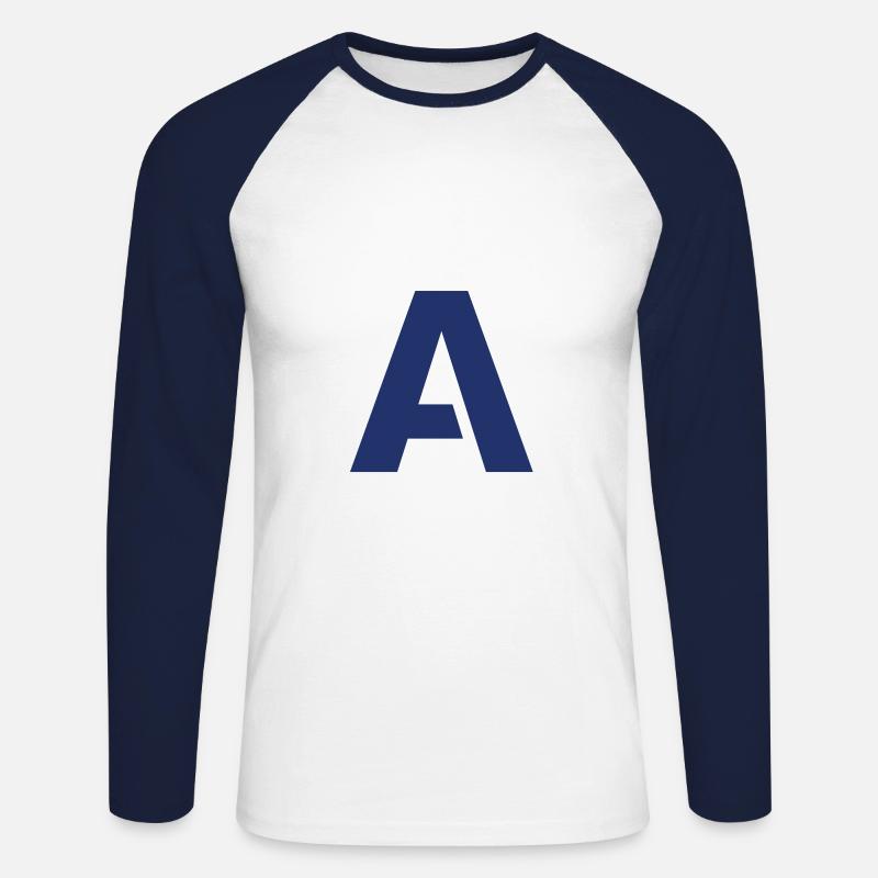 A - Unisex Baseballshirt langarm - Weiß/Navy
