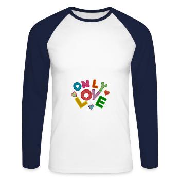 Only Love bunt - Unisex Baseballshirt langarm - Weiß/Navy - Vorne - Nik (191cm)