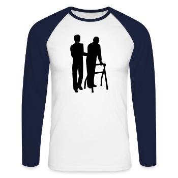 aidant naturel - T-shirt baseball manches longues Homme - blanc/marine - Devant - Nik (191cm)