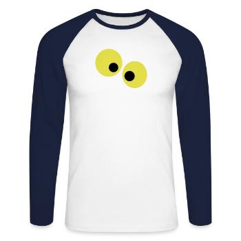 Yeux drôles - T-shirt baseball manches longues Homme - blanc/marine - Devant - Nik (191cm)