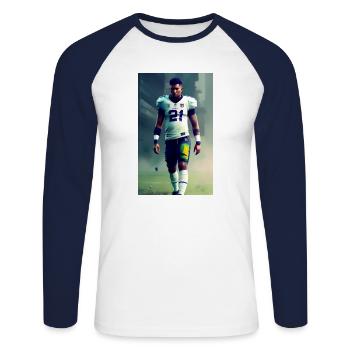 American Football Spieler - Unisex Baseballshirt langarm - Weiß/Navy - Vorne - Nik (191cm)