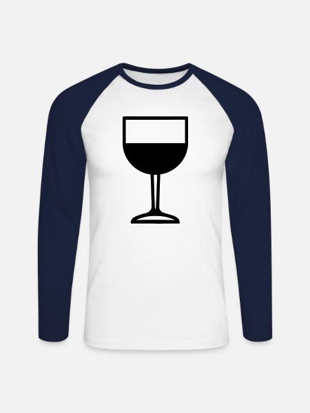 Einfaches Trinkglas - Unisex Baseballshirt langarm - Weiß/Navy