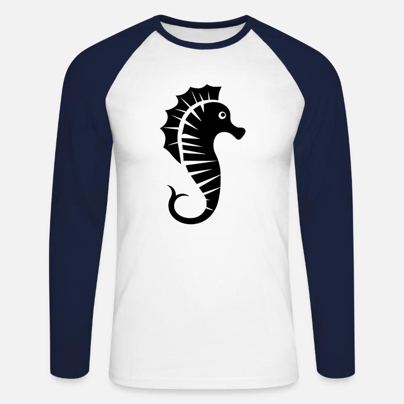 Seepferdchen - Unisex Baseballshirt langarm - Weiß/Navy