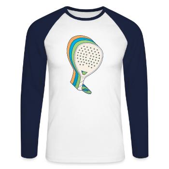 Padel Paddle Racket Tennis Sport I Gift - Unisex Long Sleeve Baseball T-Shirt - white/navy - Front - Nik (191cm)