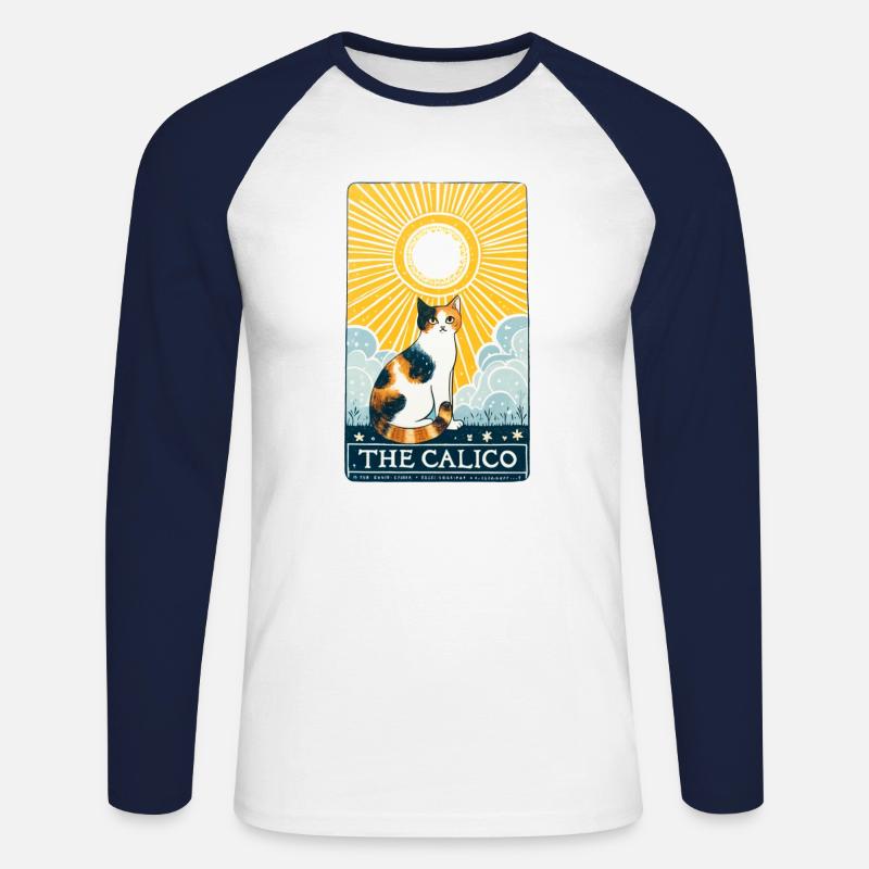 i Tarocchi del Gatto Calico - Maglia da baseball a manica lunga da uomo - bianco/navy