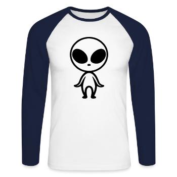 alien - Unisex Long Sleeve Baseball T-Shirt - white/navy - Front - Nik (191cm)