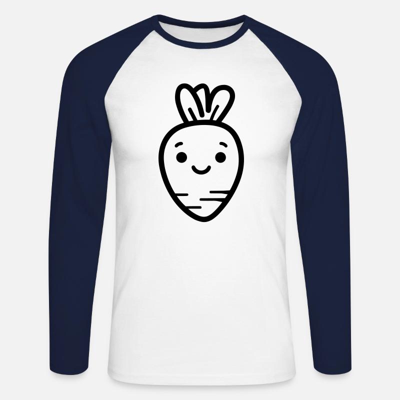 Karotte - Unisex Baseballshirt langarm - Weiß/Navy