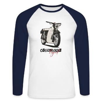Star (beige) // Illustration - Unisex Baseballshirt langarm - Weiß/Navy - Vorne - Nik (191cm)