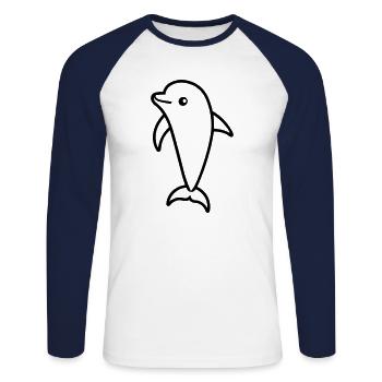 dolphin - Unisex Long Sleeve Baseball T-Shirt - white/navy - Front - Nik (191cm)