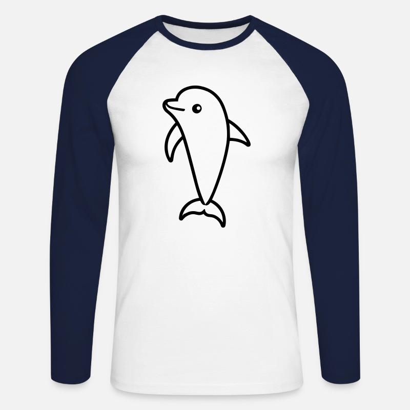 Delfin - Unisex Baseballshirt langarm - Weiß/Navy