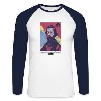 Jules Valles - T-shirt baseball manches longues Homme - blanc/marine - Devant - Nik (191cm)