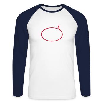 Sprechblase - Unisex Baseballshirt langarm - Weiß/Navy - Vorne - Nik (191cm)