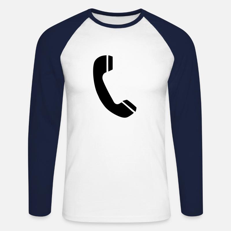 Telefonsymbol - Unisex Baseballshirt langarm - Weiß/Navy