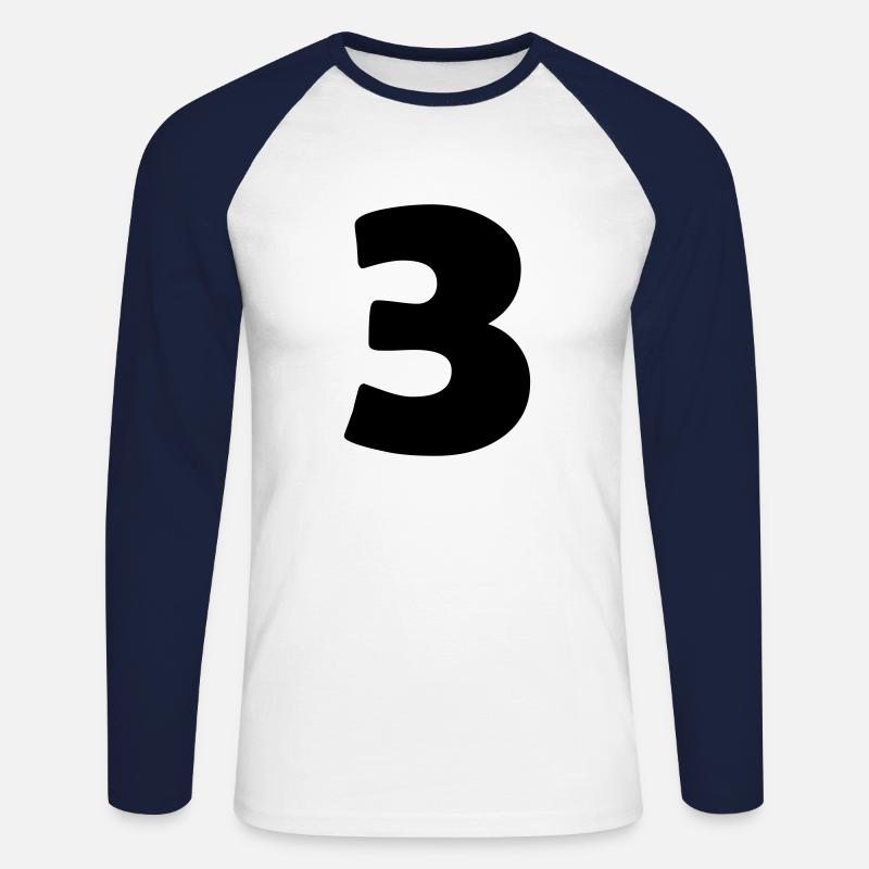 3 - Unisex Baseballshirt langarm - Weiß/Navy
