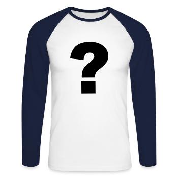 point d'interrogation - T-shirt baseball manches longues Homme - blanc/marine - Devant - Nik (191cm)
