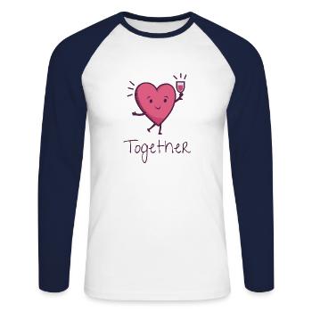 Together Forever Partner Valentine's Day Heart Wine - Unisex Long Sleeve Baseball T-Shirt - white/navy - Front - Nik (191cm)