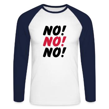 No No No - Unisex Baseballshirt langarm - Weiß/Navy - Vorne - Nik (191cm)