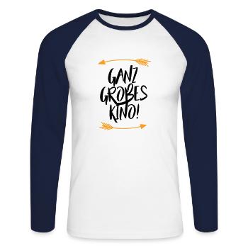 Sprüche Ganz großes Kino - Unisex Baseballshirt langarm - Weiß/Navy - Vorne - Nik (191cm)
