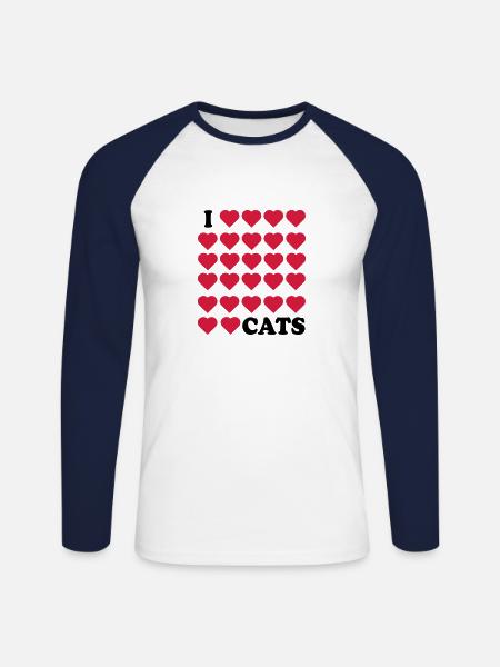 I love Cats - Unisex Long Sleeve Baseball T-Shirt - white/navy