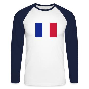Frankreich - Unisex Baseballshirt langarm - Weiß/Navy - Vorne - Nik (191cm)